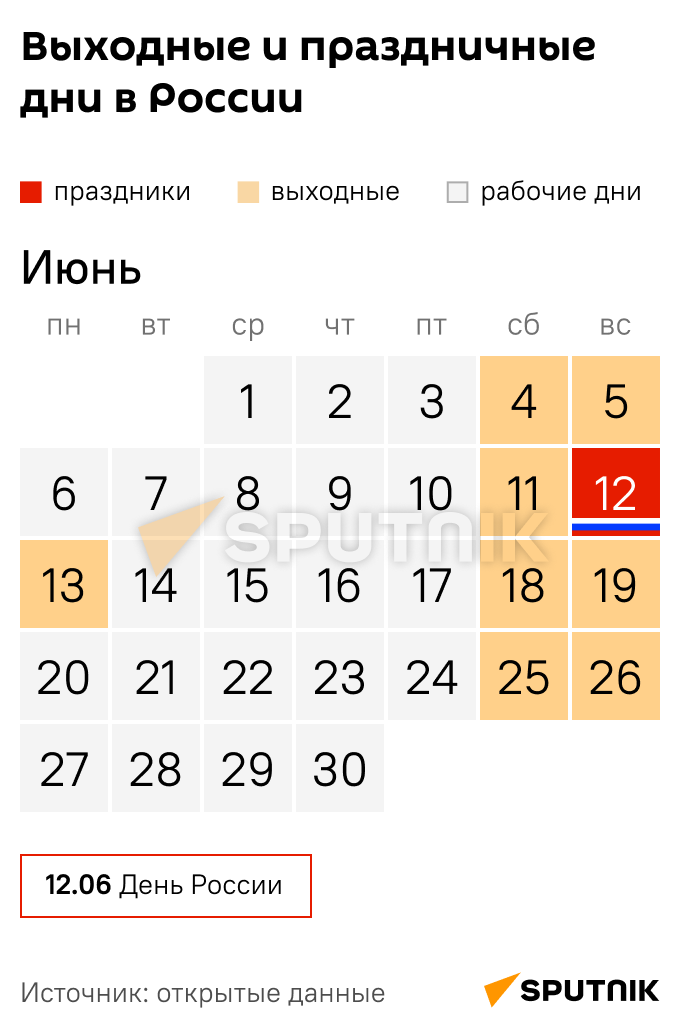 Выходные и праздничные дни в России - Sputnik Таджикистан