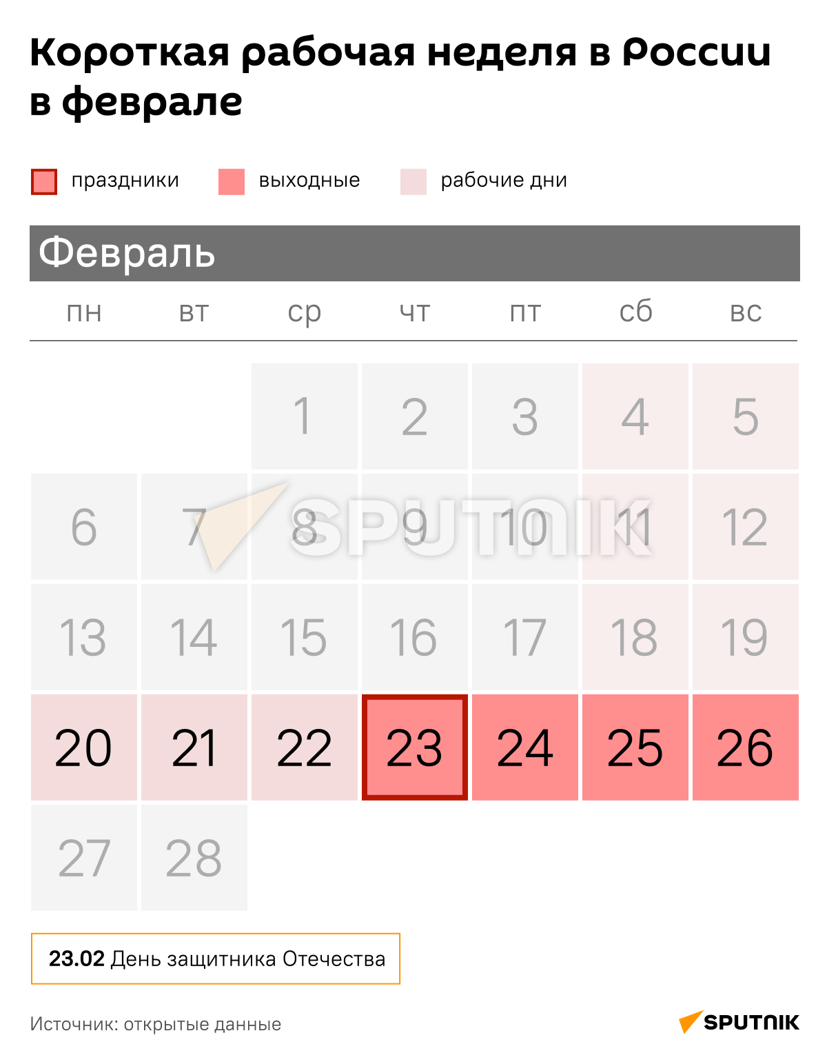 Короткая рабочая неделя в России в феврале - Sputnik Таджикистан