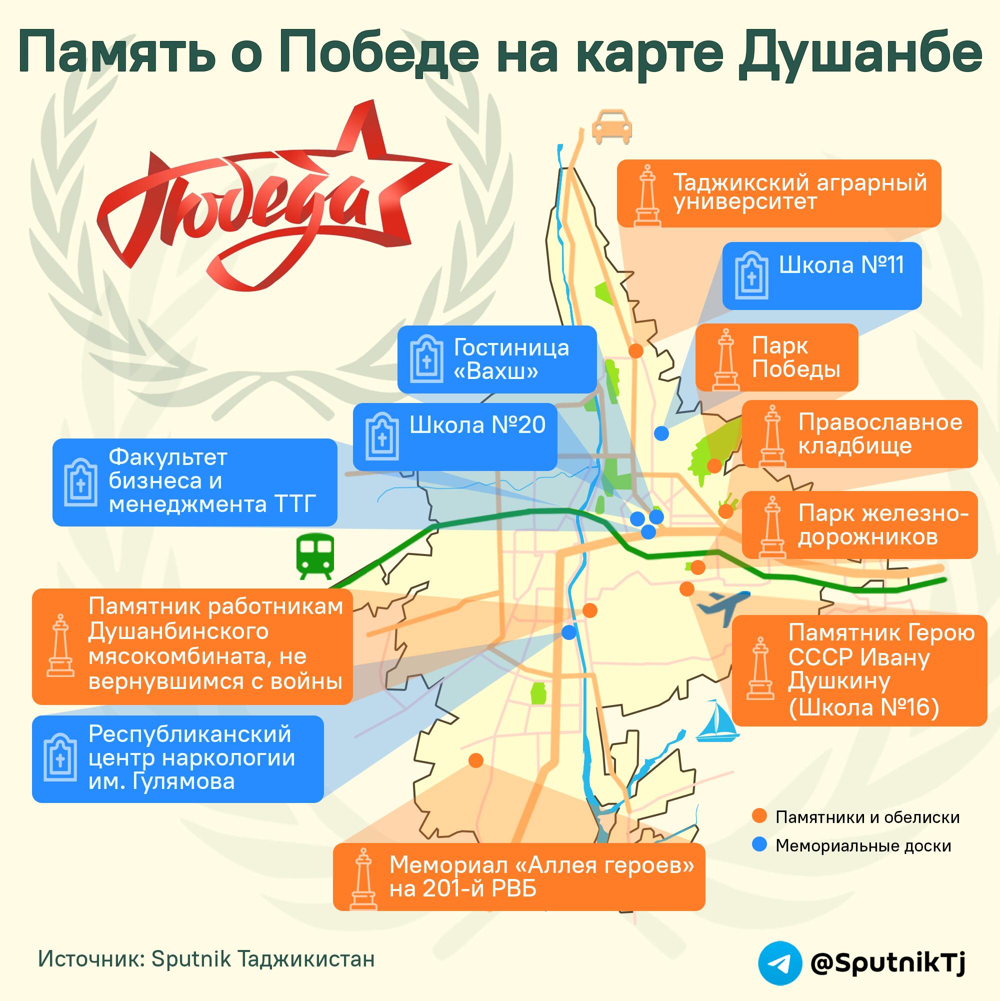 Память о Победе на карте Душанбе - Sputnik Таджикистан