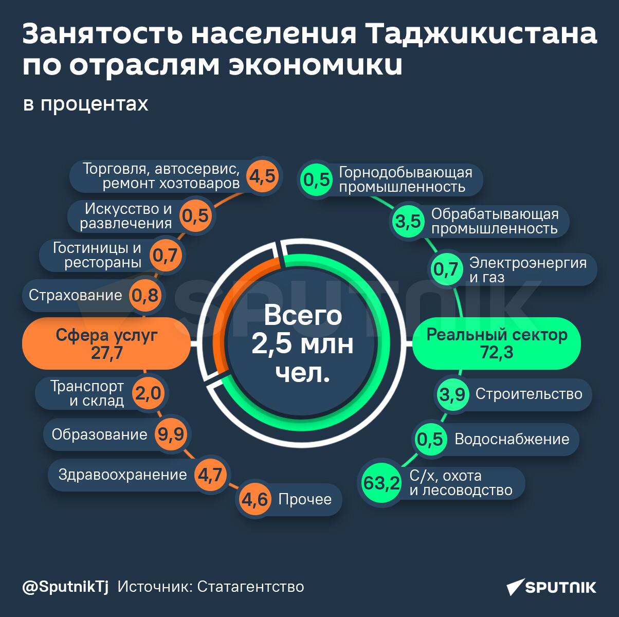 Занятость населения Таджикистана по отраслям экономики - Sputnik Таджикистан