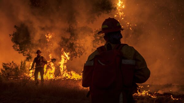 Тушение лесных пожаров возле долины Кармел, Калифорния - Sputnik Таджикистан