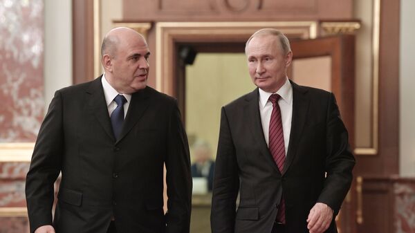 Президент РФ Владимир Путин и председатель правительства РФ Михаил Мишустин - Sputnik Таджикистан