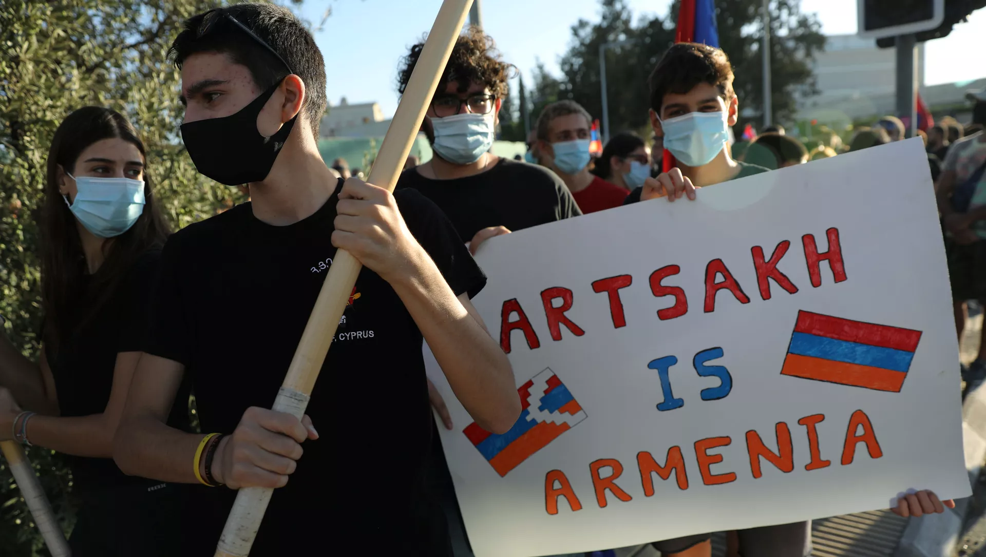 Акция в поддержку Армении и Нагорного Карабаха проходит на Кипре