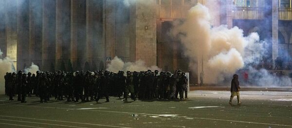 Участники акции протеста в Бишкеке. Протестующие аннулировать итоги парламентских выборов. - Sputnik Таджикистан