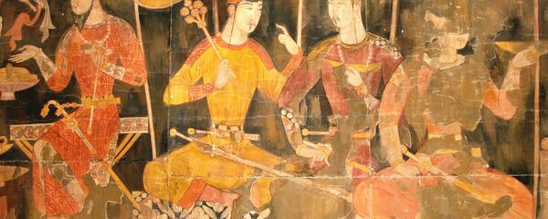 Согдийская живопись, изображающая купцов - Sputnik Таджикистан