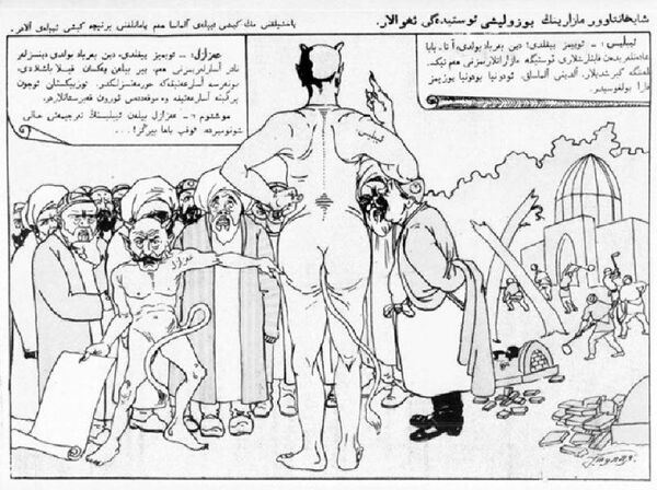 Карикатура из журнала Муштум, 1925 год. Карикатура из журнала Муштум, 1925 год. - Sputnik Таджикистан