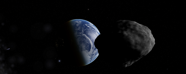 Иллюстрация астероида на фоне земли Иллюстрация астероида на фоне земли - Sputnik Таджикистан