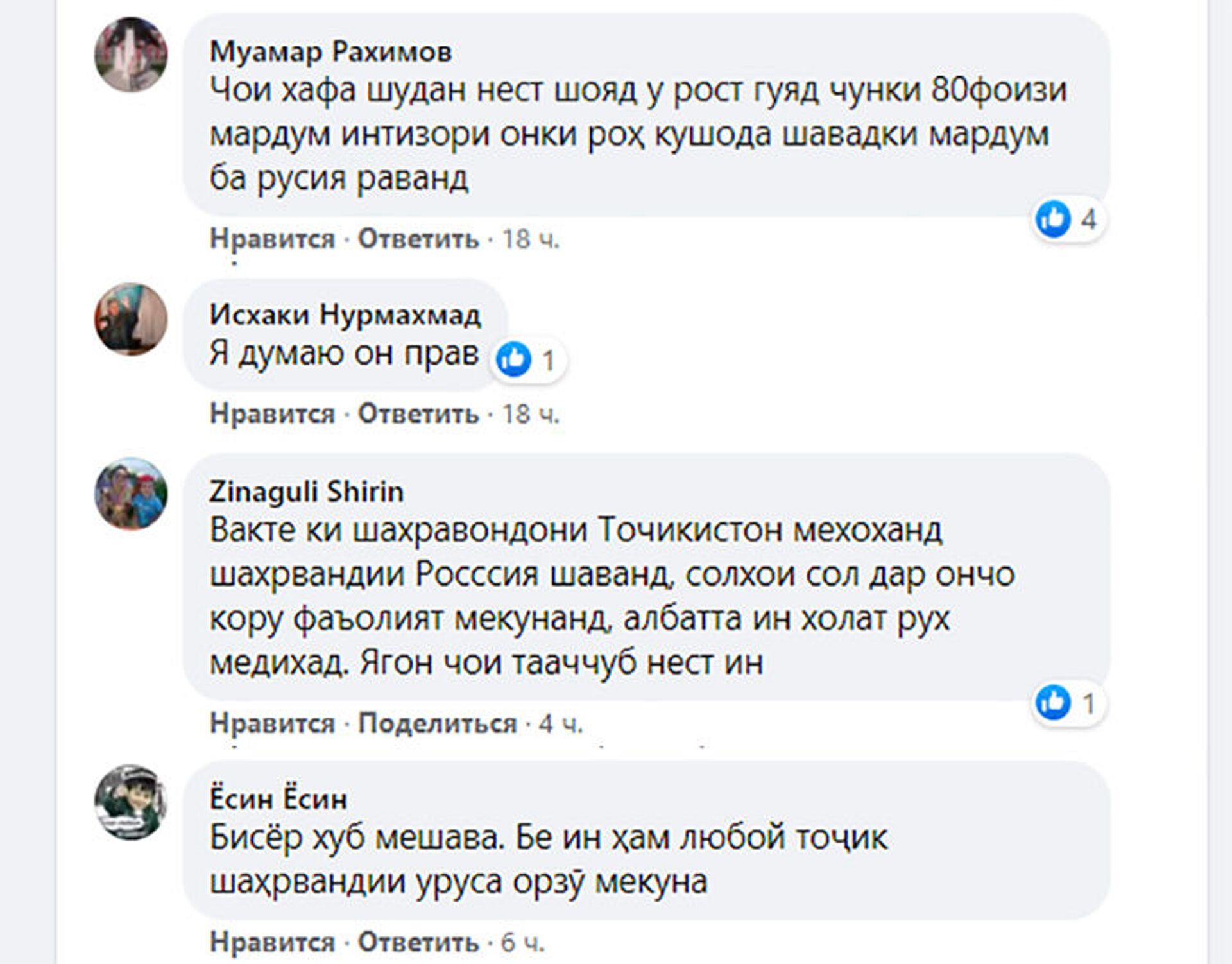 Положительные комментарии на слова Жириновского в Facebook - Sputnik Тоҷикистон, 1920, 06.04.2021