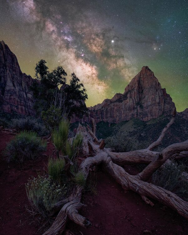 Ночное небо перед рассветом в Национальном парке &quot;Зайон&quot; в американском штате Юта. - Sputnik Таджикистан