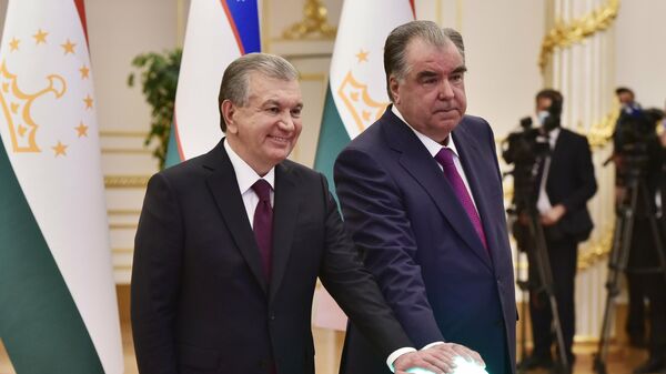 Эмомали Рахмон и Шавкат Мирзиеев запустили новую школу и оздоровительный комплекс - Sputnik Таджикистан