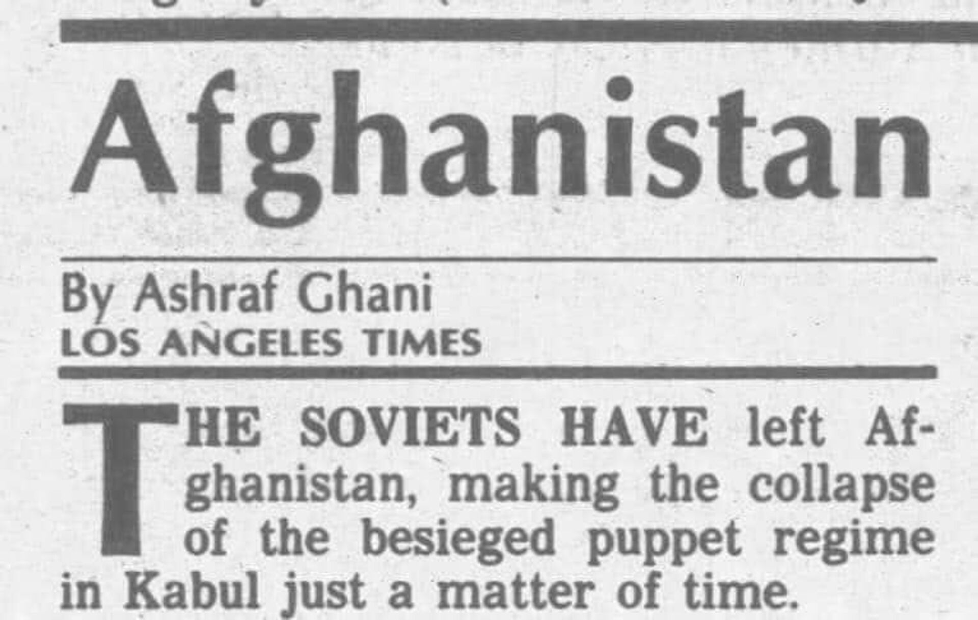 Заметка Ашрафа Гани в Los Angeles Times - Sputnik Таджикистан, 1920, 17.08.2021