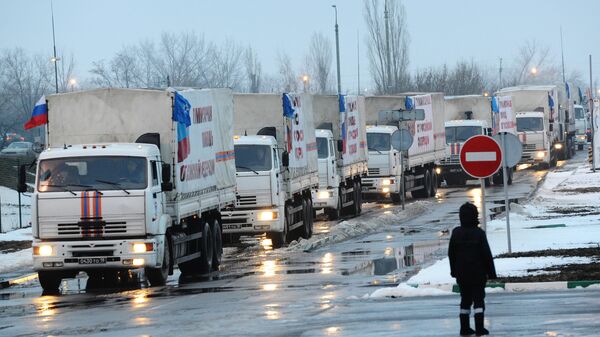 Девятый российский гуманитарный конвой для Донбасса прибыл на КПП Донецк - Sputnik Таджикистан