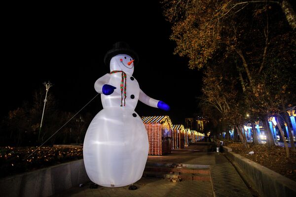 Новогодние инсталляции украсили центр столицы Таджикистана. - Sputnik Таджикистан