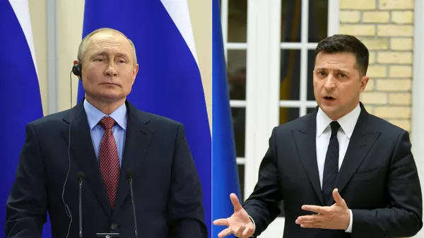 Владимир Путин и Владимир Зеленский (коллаж) - Sputnik Тоҷикистон