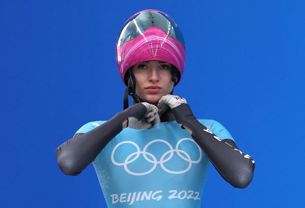 Скелетонистка Юлия Канакина, показавшая лучшее время среди россиянок в обоих предолимпийских тренировочных заездах. - Sputnik Таджикистан