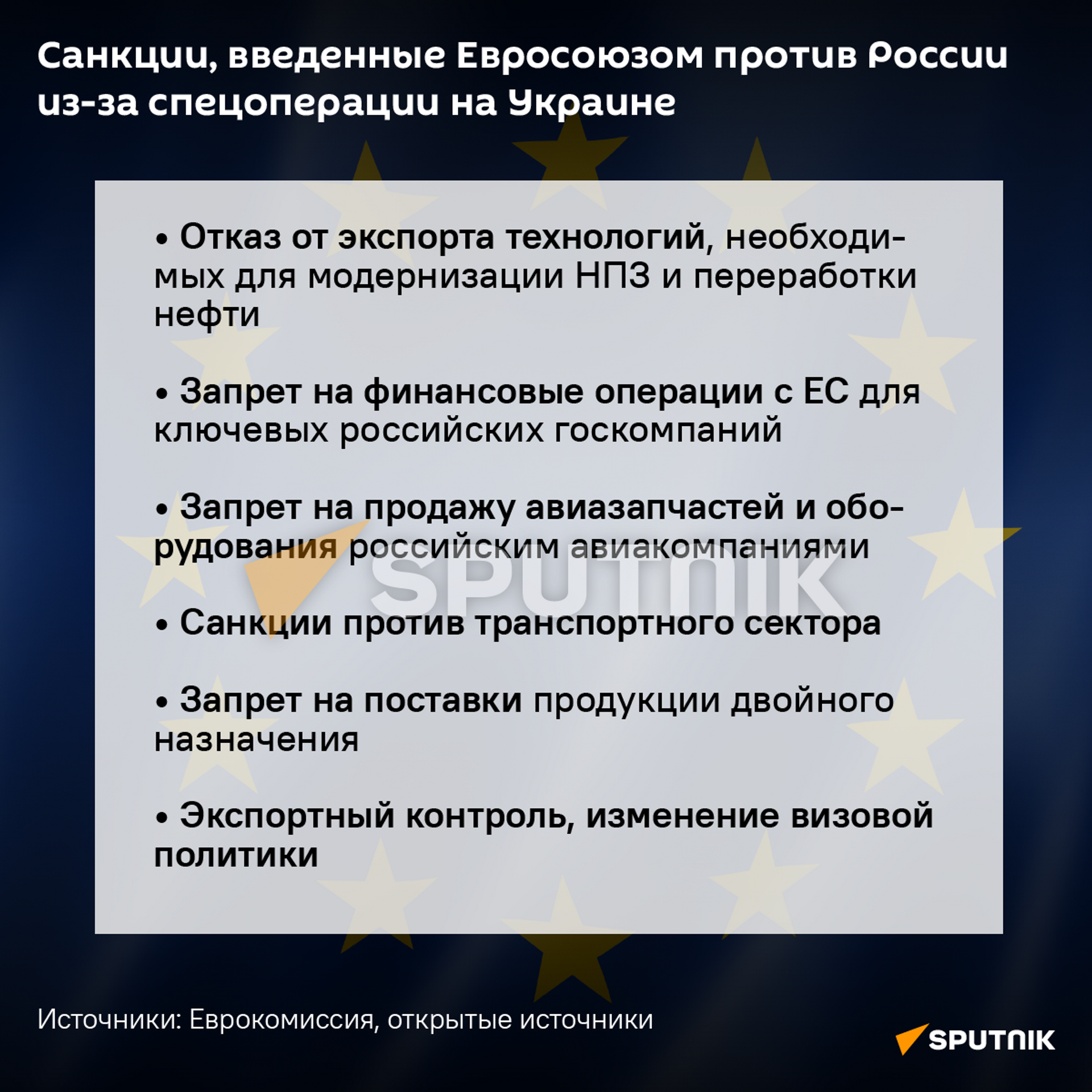 Санкции Евросоюза, введенные против России - Sputnik Таджикистан, 1920, 26.02.2022