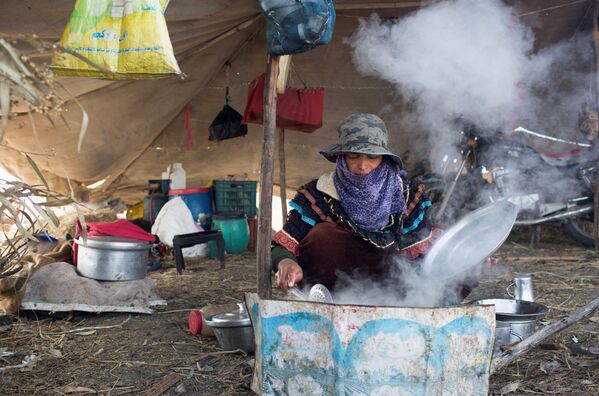 Бедуинская женщина-кочевник готовит обед. - Sputnik Таджикистан