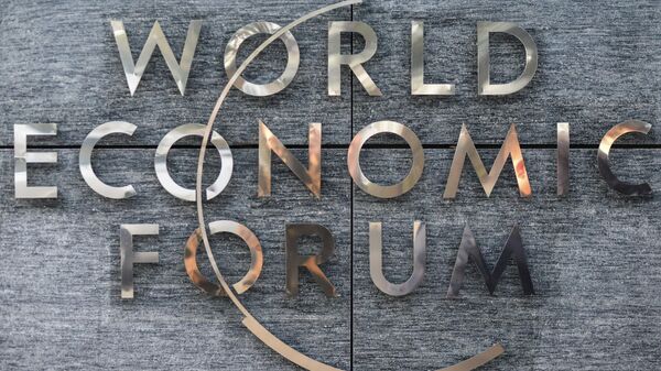 Табличка на въезде на территорию швейцарской неправительственной организации Всемирный экономический форум (WEF) в Женеве. - Sputnik Таджикистан