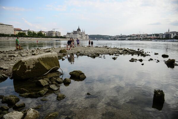 Обмелевший Дунай показал ранее заполненную водой южную часть острова Маргит в Венгрии. - Sputnik Таджикистан