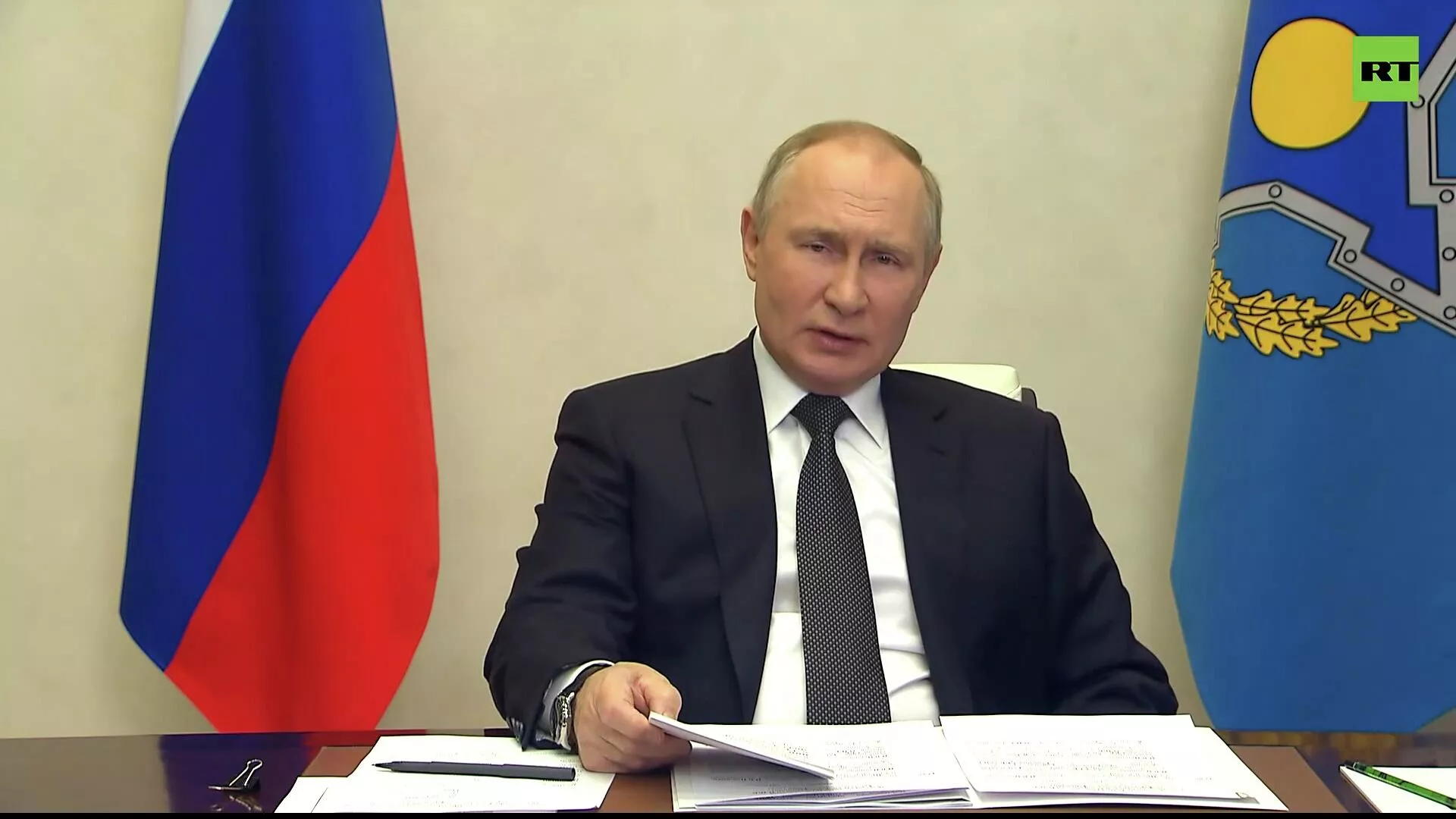 Владимир Путин по видеосвязи принял участие во внеочередной сессии Совета коллективной безопасности ОДКБ