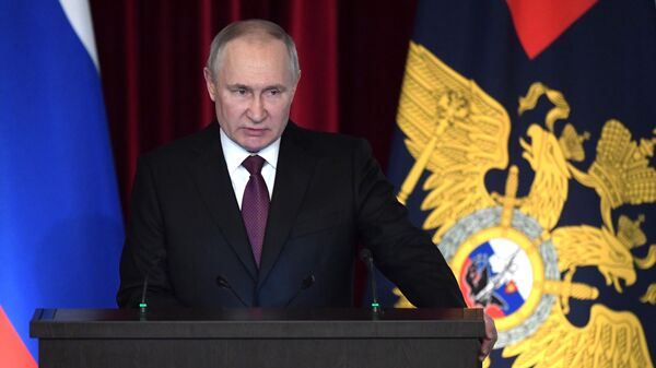 Президент России Владимир Путин на заседании коллегии МВД РФ - Sputnik Таджикистан