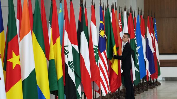 Государственные флаги стран во время XIV Международного экономического форума Россия - Исламский мир: KazanForum - Sputnik Тоҷикистон