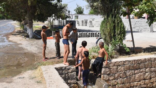 Дети купаются во время жары в Таджикистане - Sputnik Таджикистан