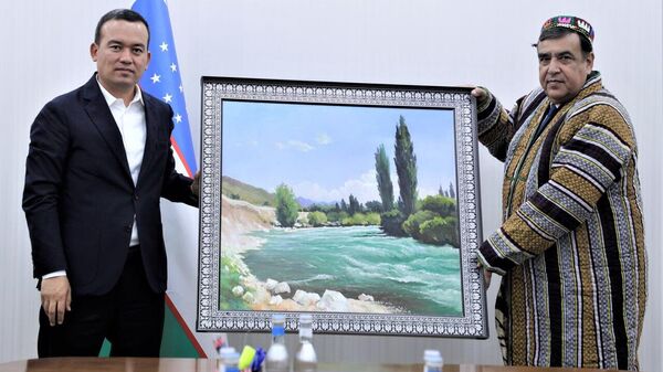 Глава Сурхандарьинской обоасти Улугбек Косимов и посол Таджикистана в Узбекистане Абдуджаббор Рахмонзода - Sputnik Таджикистан