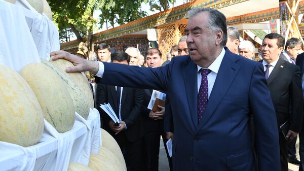 Президент Таджикистана Эмомали Рахмон на фестивале абрикосов и меда в Худжанде - Sputnik Таджикистан