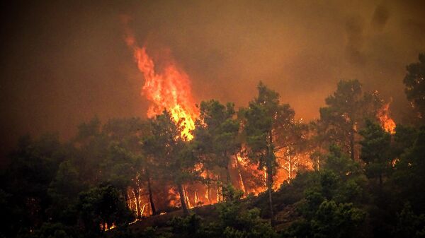 Лесной пожар на острове Родос в Греции - Sputnik Таджикистан
