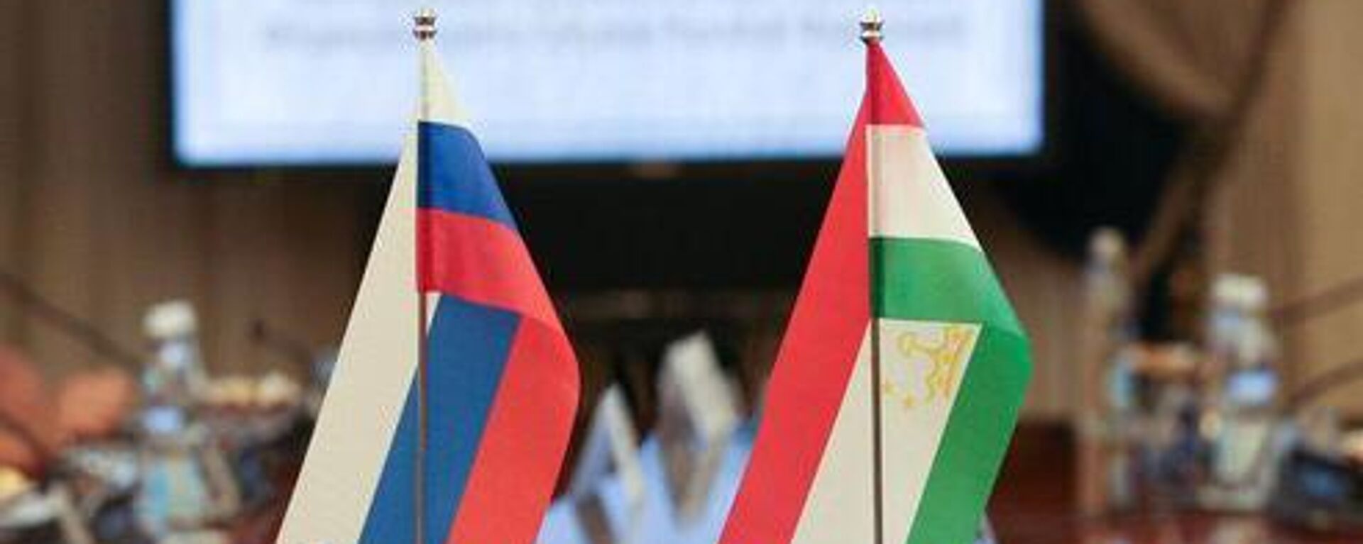 Флаги на переговорах верхних палат парламентов России и Таджикистана - Sputnik Таджикистан, 1920, 26.01.2024