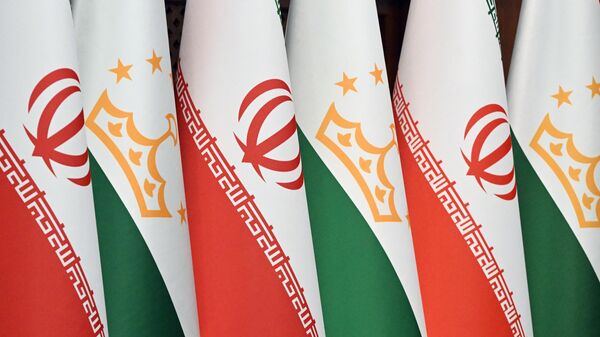 Флаги Ирана и Таджикистана - Sputnik Тоҷикистон