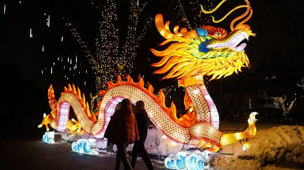 Праздничные украшения в рамках фестиваля Китайский Новый год в Москве - Sputnik Таджикистан