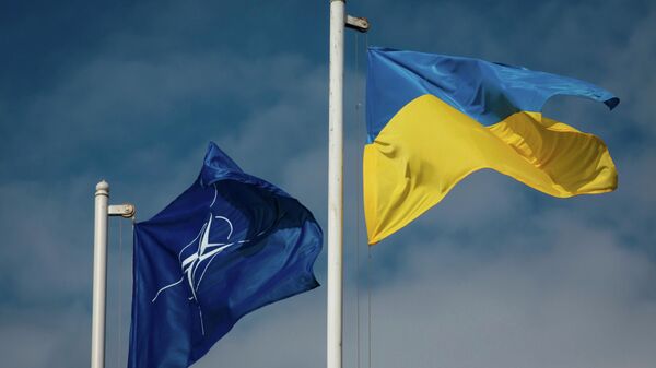 Национальный флаг Украины и флаг Организации Североатлантического договора (НАТО) - Sputnik Таджикистан