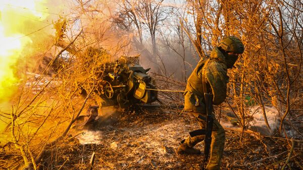 Боевая работа расчета гаубицы Д-30 группировки Центр в зоне проведения СВО - Sputnik Таджикистан