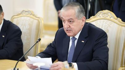 Министр иностранных дел Республики Таджикистан Сироджиддин Мухриддин на переговорах с Сергеем Лавровым