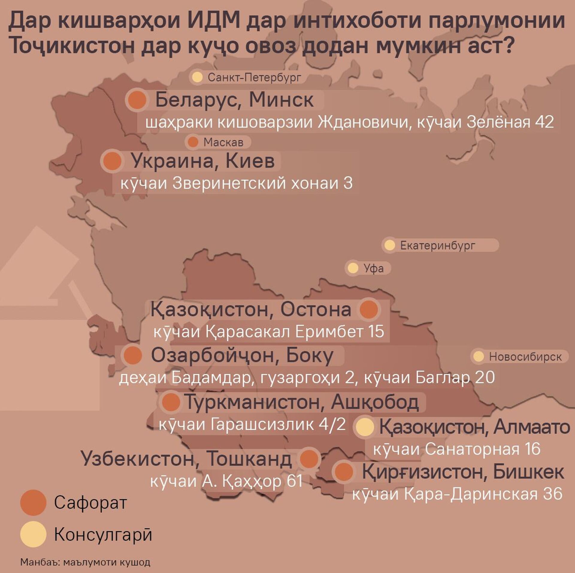 Дар кишварҳои ИДМ дар интихоботи парлумони Тоҷикистон дар куҷо овоз додан мумкин аст? - Sputnik Тоҷикистон, 1920, 27.02.2025