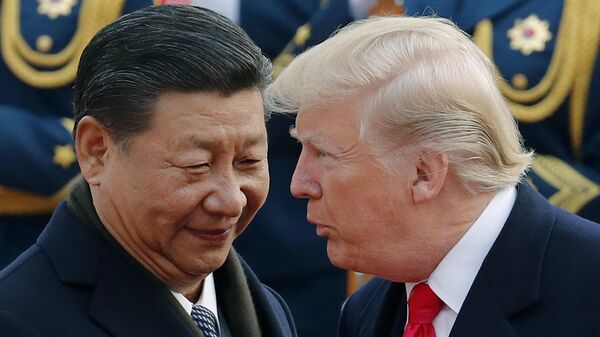 Президент США Дональд Трамп беседует с председателем КНР Си Цзиньпином. Архивное фото - Sputnik Таджикистан