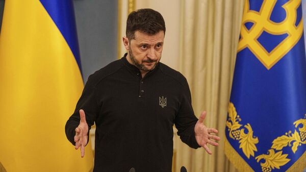 Владимир Зеленский выступает на пресс-конференции в Киеве - Sputnik Тоҷикистон