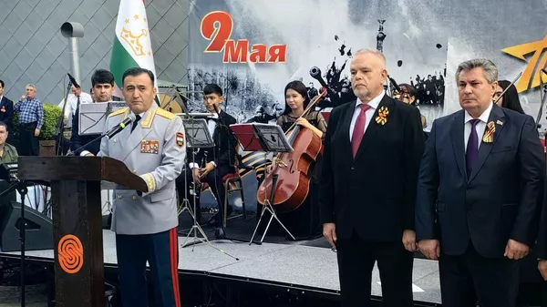 Торжественный прием, организованный посольствами Беларуси, Казахстана, Кыргызстана, России, Минобороны и МИД Таджикистана по случаю Дня Победы - Sputnik Тоҷикистон