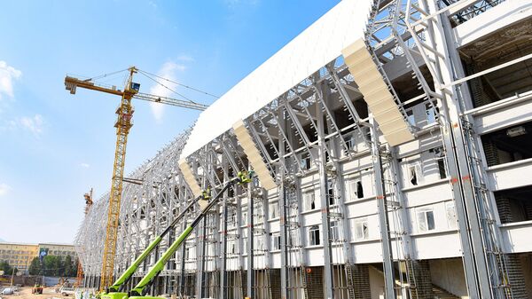 Строительство национального стадиона Таджикистана в Душанбе. Иллюстративное фото - Sputnik Таджикистан
