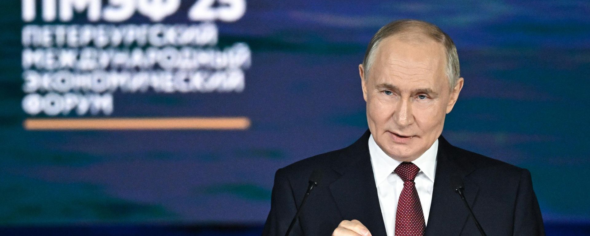 Президент РФ Владимир Путин на пленарном заседании XXVIII Петербургского международного экономического форума - Sputnik Таджикистан, 1920, 20.06.2025