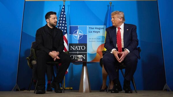 Встреча Дональда Трампа и Владимира Зеленского на полях саммита НАТО в Гааге  - Sputnik Тоҷикистон
