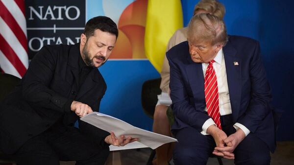 Встреча Дональда Трампа и Владимира Зеленского на полях саммита НАТО в Гааге  - Sputnik Таджикистан