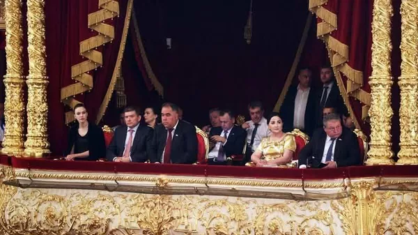 Аъзои Комиссияи ҳамкорӣ миёни Шӯрои Федератсияи Русия ва палатаи болоии парлумони Тоҷикистон аз Театри Калони Маскав дидан карданд - Sputnik Тоҷикистон