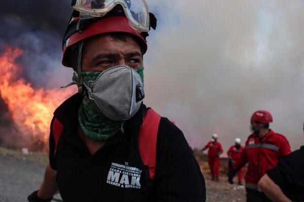 В районе Орханели города Бурса, Турция, ведутся работы по локализации лесного пожара. Лесной пожар, который сначала затихал, вновь разгорелся из-за сильного ветра. Спасательные службы продолжают работать на месте, пытаясь локализовать огонь и предотвратить его дальнейшее распространение. - Sputnik Таджикистан
