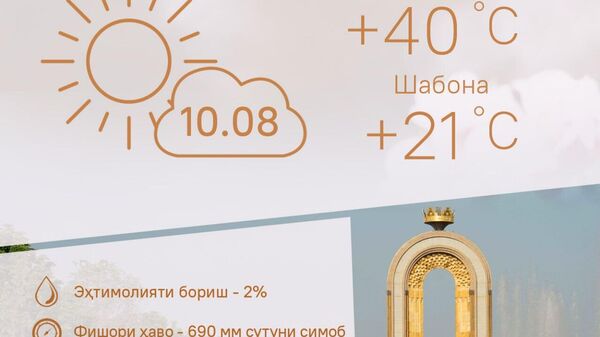 Ҳарорати миёнаи ҳаво дар Тоҷикистон аз 40 дараҷа боло мешавад - Sputnik Тоҷикистон