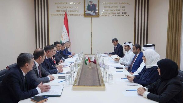Встреча министра труда Таджикистана Солехи Холмахмадзода с представителями Катара - Sputnik Таджикистан