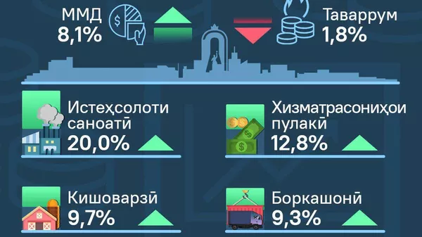 Тавлидоти саноатӣ дар Тоҷикистон тайи нимсолаи аввал 20% ва хизматрасонии пулакӣ қариби 13% афзуд - Sputnik Тоҷикистон