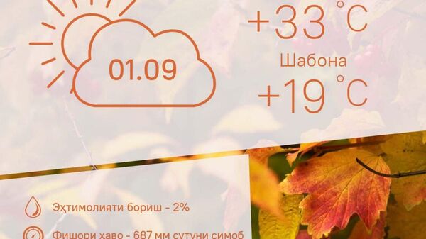 Дар Душанбе тирамоҳ бо ҳавои хуб оғоз мешавад: 1 сентябр ҳавои пойтахт абрӣ ва хушк хоҳад буд - Sputnik Тоҷикистон